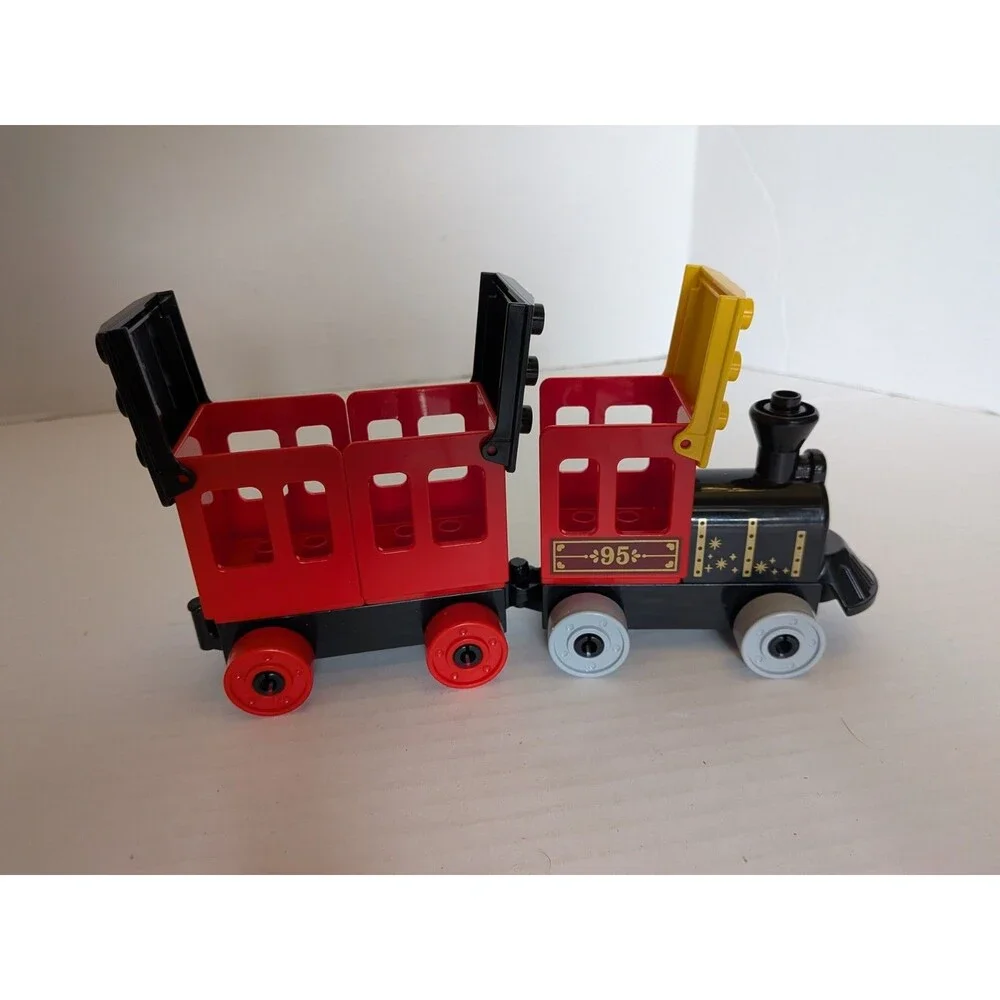 Lego Red Green Yellow Train Set with Buzz Lightyear and Woody Figures